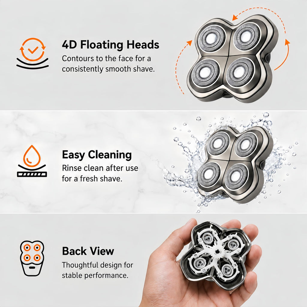 1 Pack Shaver Pro 4 Replacement Heads Compatible with Skulls Pitbulls Series,Gold PRO/Silver PRO/Platinum PRO/Butterfly Kiss PRO Head Shavers,Electric Shaver & Head Shaver Replacement Blade