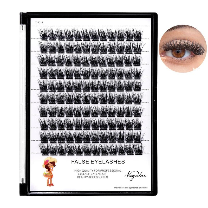 Vayator Wide Cluster D Curl Professional Makeup Individual Cluster Eyelashes Grafting Fake False Eyelashes Eyelash Extension Individual Eyelash (C#14mm)