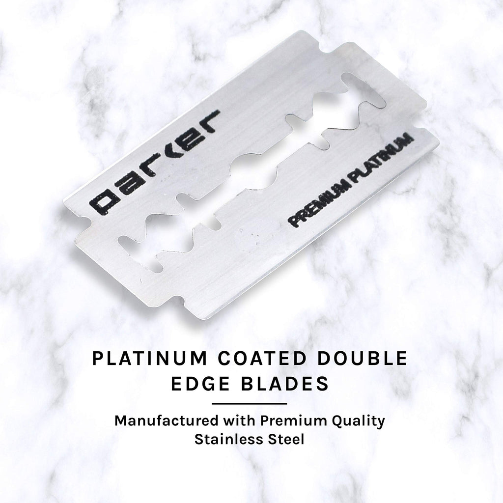 Parker Open Comb Double Edge Safety Razor – Heavyweight Chrome Handle for Closer Shaves – Includes 5 Razor Blades – Ideal for Men with Thick or Coarse Beards (26C - Graphite Gray)