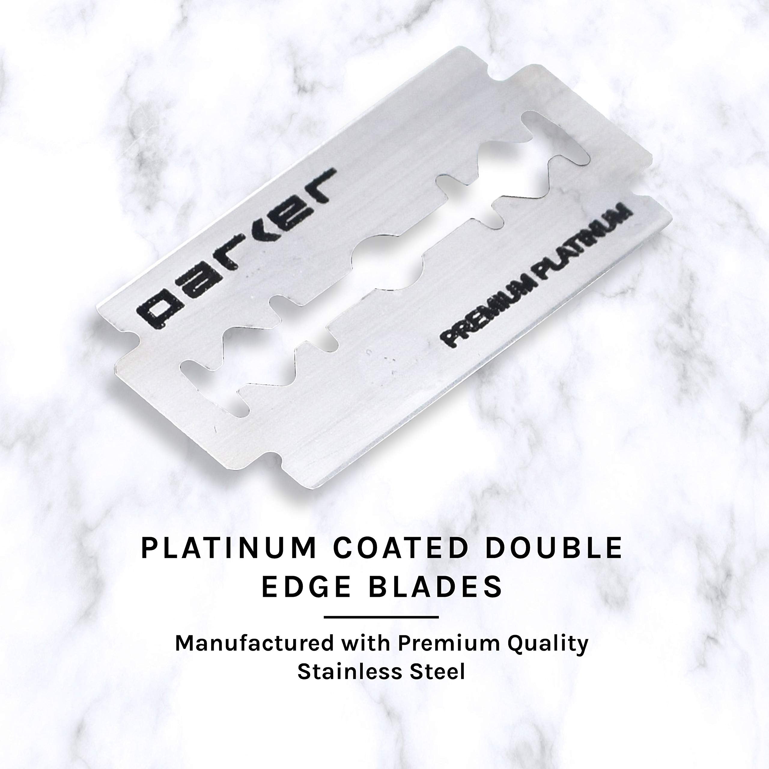 Parker Open Comb Double Edge Safety Razor – Heavyweight Chrome Handle for Closer Shaves – Includes 5 Razor Blades – Ideal for Men with Thick or Coarse Beards (26C - Graphite Gray)
