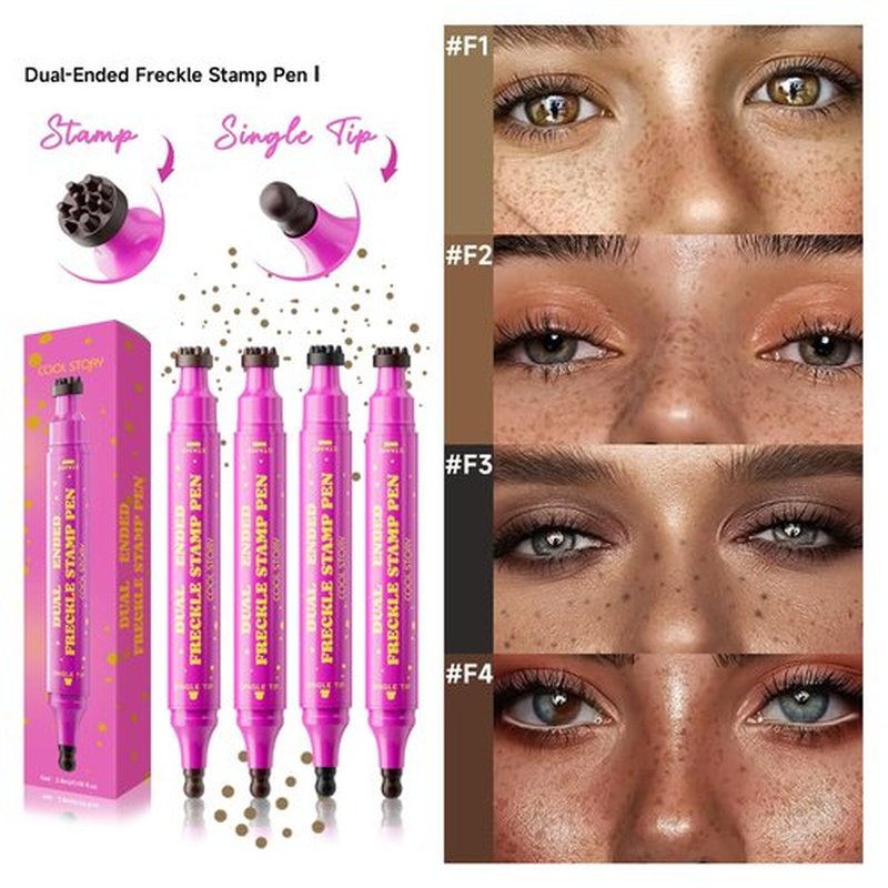 Dual-Ended Freckle Stamp Pen – Realistic Faux Freckles Makeup with Soft Sponge Stamp & Precision Tip – Waterproof Long-Lasting Freckle Marker for Natural or Bold Looks (04 Deep chocolate Brown)