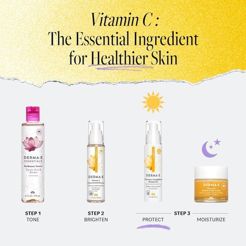 Derma E Vitamin C Moisturizer SPF 45 - Hydrating Skin Brightening Face Cream | 2 Fl Oz