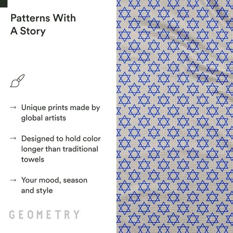 GEOMETRY Christmas Kitchen Towels - Quick Dry Microfiber Dish Towels for Efficient Kitchen Drying | David's Star, 1 Pack