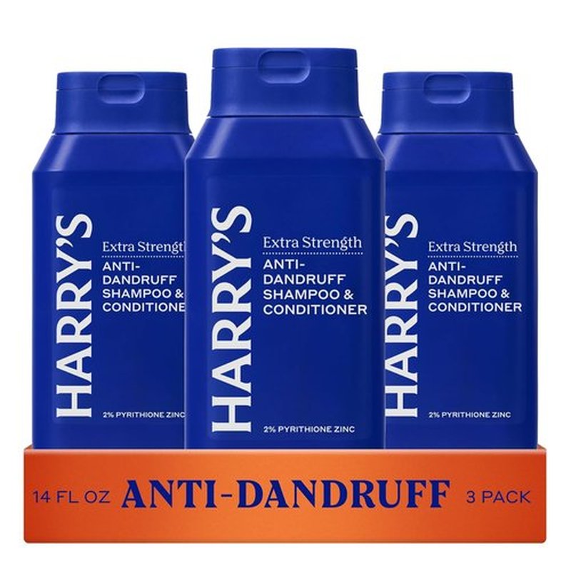 Harry's Extra-Strength Anti-Dandruff 2-in-1 Shampoo & Conditioner - 3 Pack, 14 fl oz with 2% Pyrithione Zinc