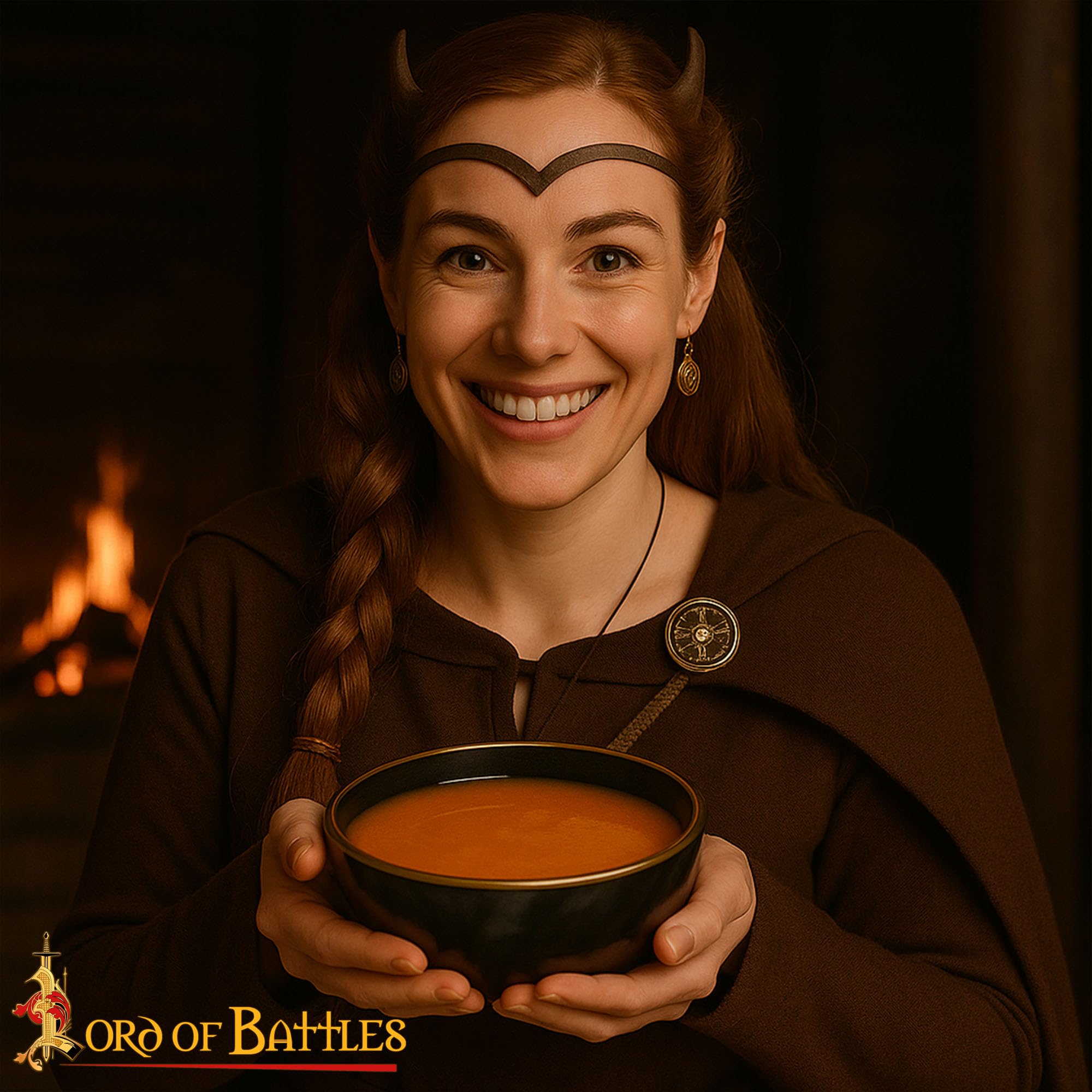 Lord of Battles Horn Shaving Bowl for Men - Genuine Ox Horn Lather Dish for Shaving Soap, Cream & Grooming