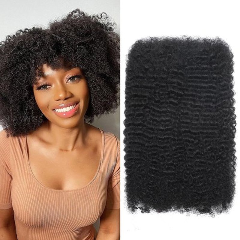 Afro Kinkys Bulk Human Hair For Braiding, 50 Gram Afro Kinky-Curly Human Hair Bundles For Mini Twists Braids Dreadlock Extensions Locs Repair Can Dye And Bleach (Natural Black, 12 Inch (Pack of 1))
