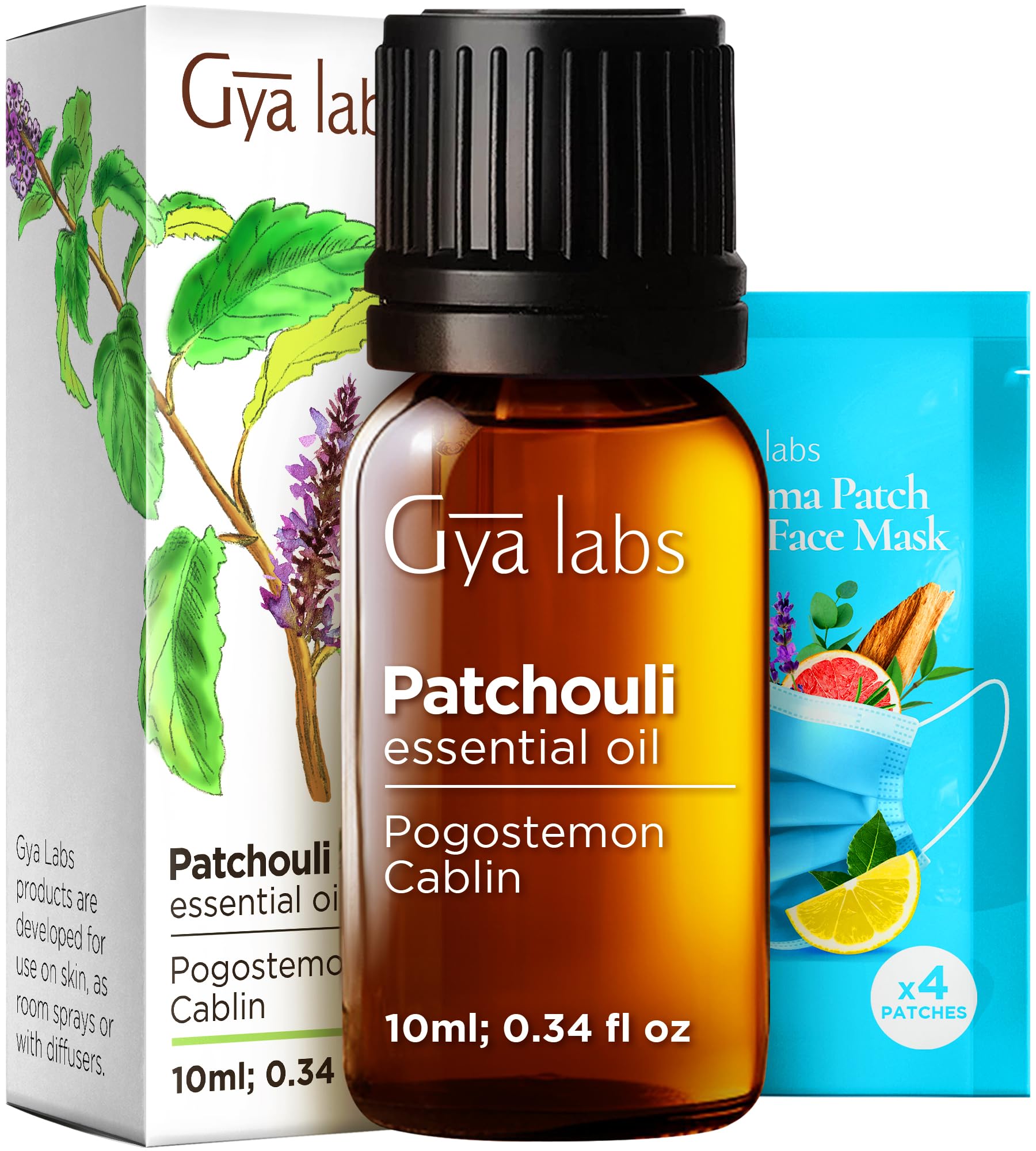 100% Pure Patchouli Essential Oil - 0.34 Fl Oz - Patchouli Oil for Hair, Skin, Diffuser, Aromatherapy & DIY Candle Making Scent