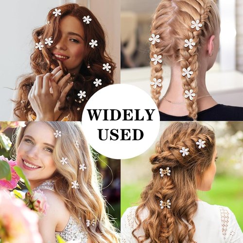 Eliongpu 20Pcs Small Mini Pearl Claw Clips with Flower Design, Sweet Artificial Pearl Hair Clips, Decorative Daisy Bangs Clips Hair Accessories for Women Girls