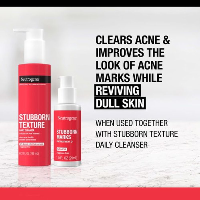 Neutrogena Retinol SA, Stubborn Marks PM Treatment, Face-Exfoliating Treatment to Help Reverse the Look of Post-Acne Marks & Uneven Skin Tone, Non-Comedogenic, PM Treatment, unscented, 1.0 Fl Oz