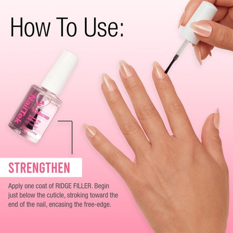 Nail Tek Ridge Filler Formula 3 – Clear Ridge Filler for Nails, Base Coat, Nail Strengthener Polish for Hard & Brittle Nails, 0.5 fl oz