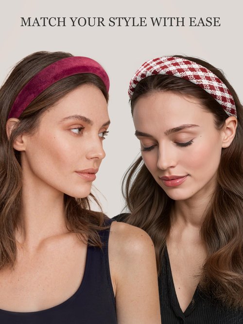 Sunolga 4 Pack Red Headbands for Women Girls Non Slip Padded Hairbands Cute Head bands Wide Headbands Trendy Hair Accessories