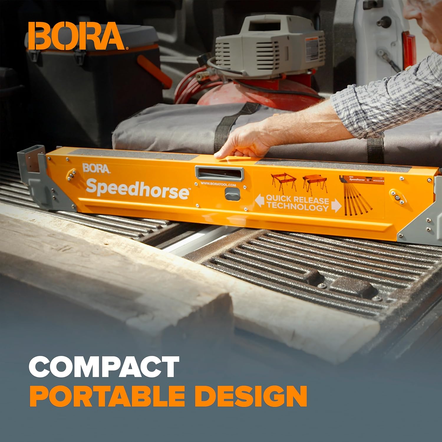 Bora Portamate Speedhorse XT Sawhorse Pair - Heavy Duty Adjustable 30-36 Inch Metal Top | Ideal for Contractors & Carpenters