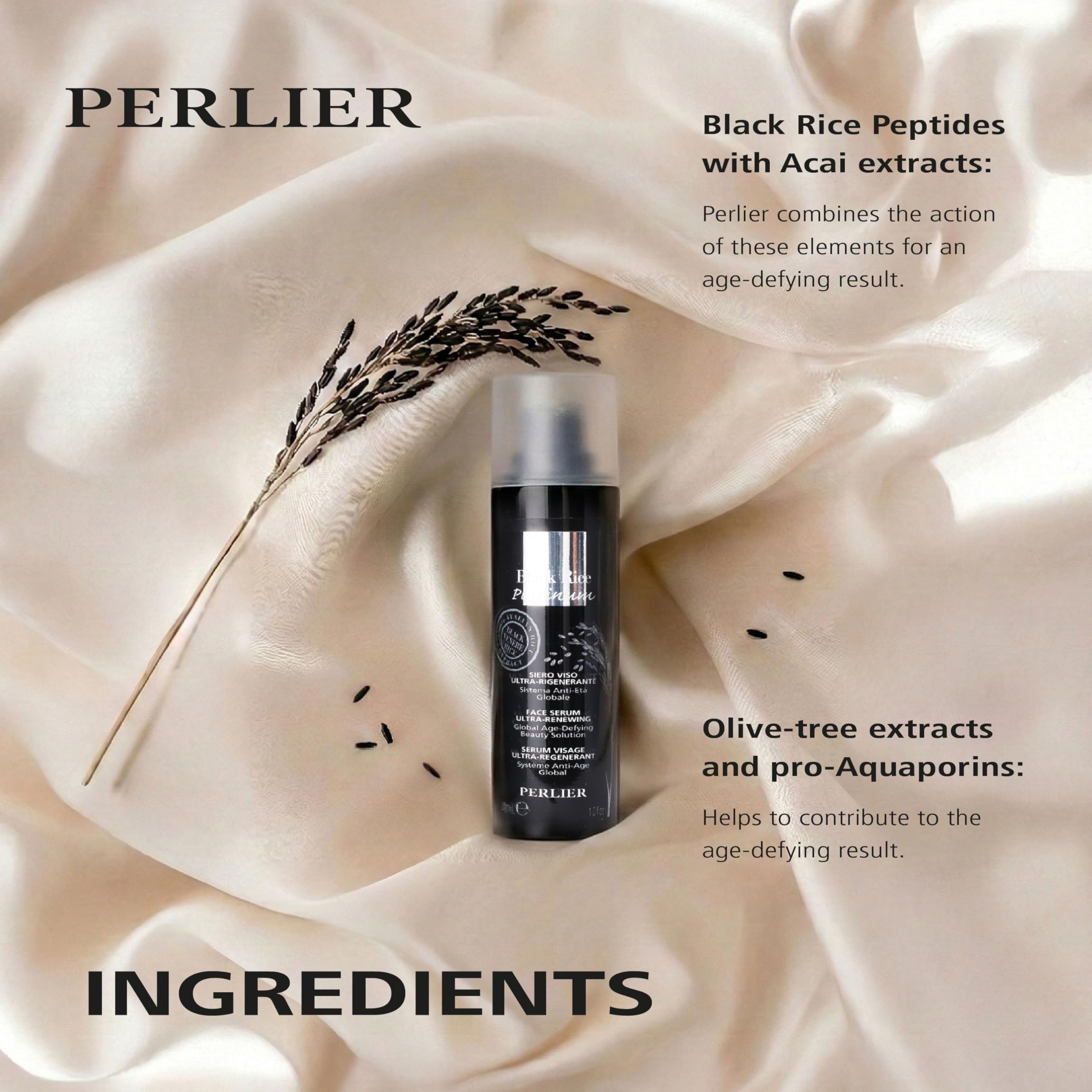 Perlier Black Rice Platinum Face Ultra Renewing Serum, 1 fl. oz.