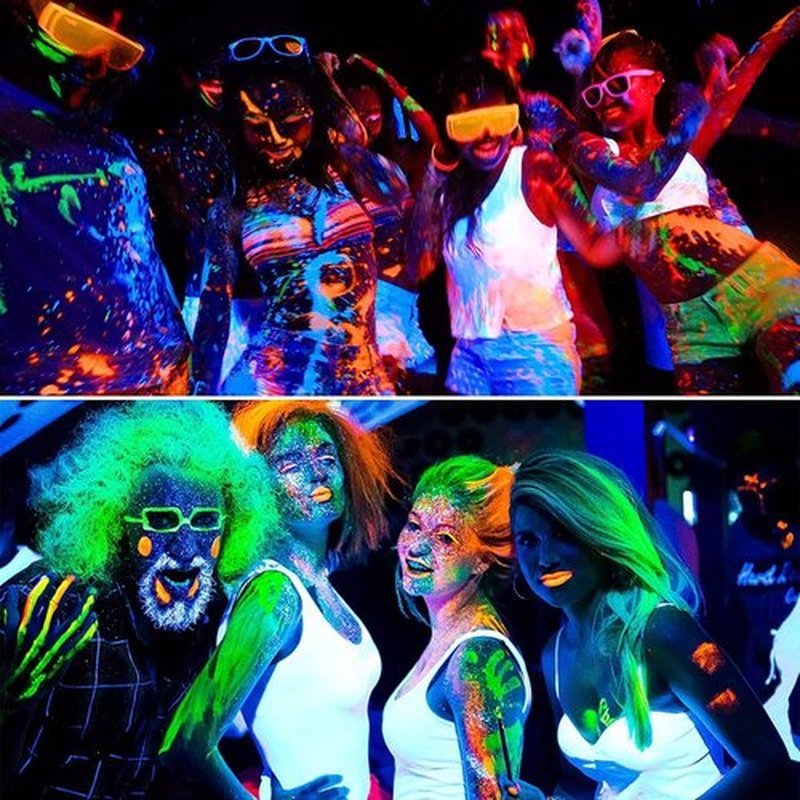 12 Pcs Face Painting Kits, Glow In The Dark Under UV Black Light Sticks，Glow Face Body Paint Party Supplies，for Adult Birthday, Halloween, Thanksgiving Day, Cosplay Makeup Neon Gifts