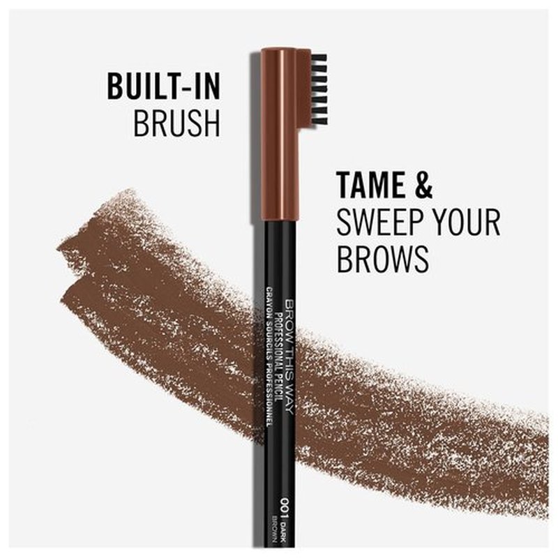 Rimmel London Eyebrow Pencil - Long-Wearing & Highly Pigmented with Built-In Brush | Dark Brown, 0.05oz