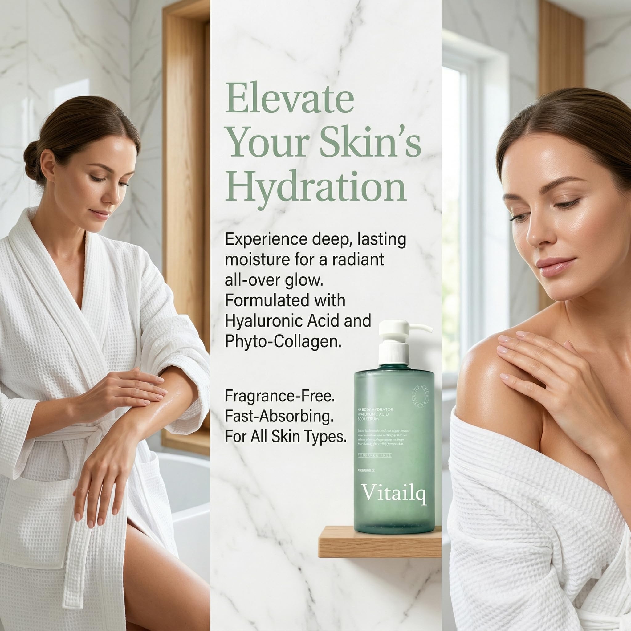Vitailq Ha Hydrating Body Serum, Body Hydrator Hyaluronic Acid Body Serum, Lightweight Fast-Absorbing Body Care for Deep Hydration & Silky,Non-greasy Skin (1pcs)