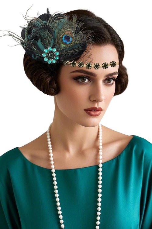 BABEYOND Flapper Headpiece for Women - 1920s Headband Roaring 20s Great Gatsby Accessories Rhinestone Feather Hair Clip