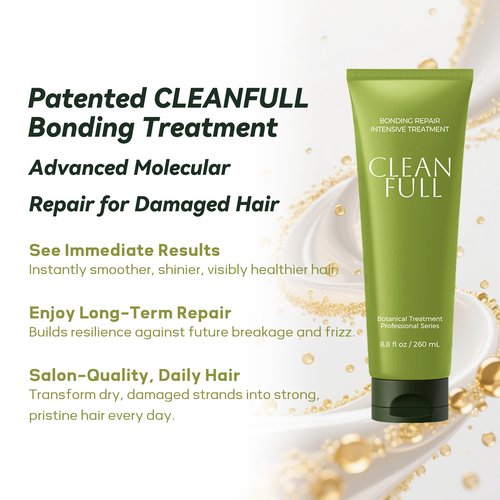 CLEANFULL Hydrate Soft Conditioner for Dry Damaged Hair, Botanical Bonding Repair Treatment Nourishes Hair Mask for Color Treated Brittle Hair, Strengthens & Adds Shine (8.8fl oz)