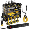 POKIPO Power Tool Organizer - Heavy Duty Wall Mount Storage Rack with Charging Station & 8 Outlet Power Strip