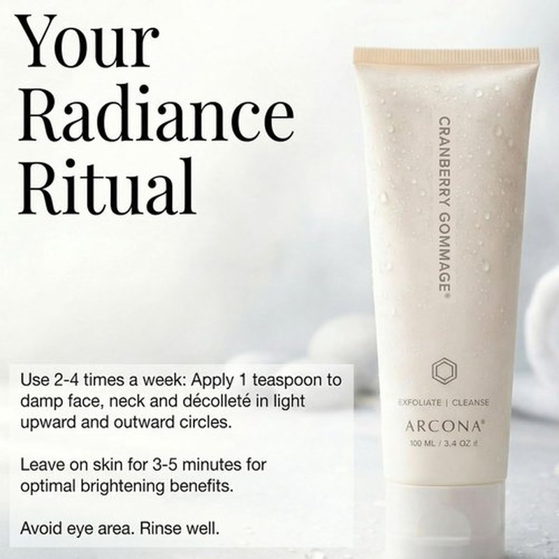 ARCONA Cranberry Gommage - Purifying Face Scrub to Exfoliate & Unclog Pores - 3.4 oz Natural Exfoliator