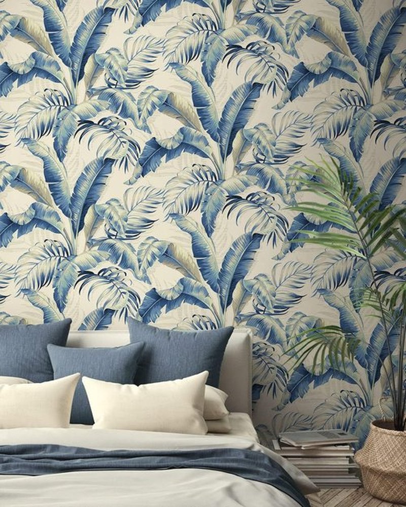 Tommy Bahama - Tropical Peel and Stick Wallpaper | Vinyl for Bedroom, Kitchen & Powder Room - 30.75 Sq Ft (Azure)