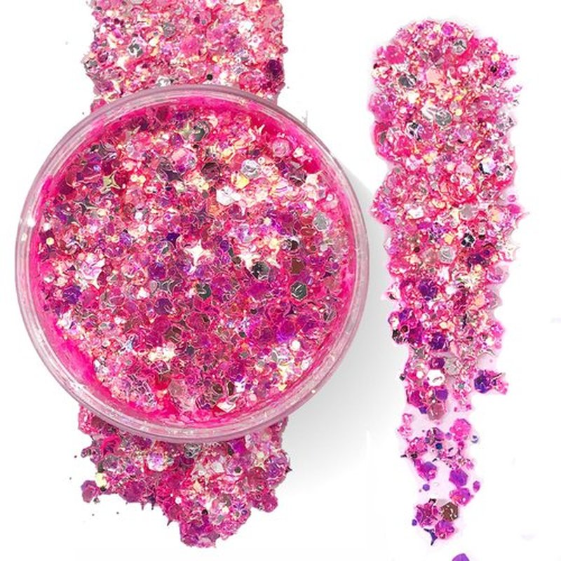 Neon Pink - Holographic Body Glitter Gel for Body, Face, Hair - Vegan & Cruelty Free - Electric Bliss Beauty (Neon Pink)