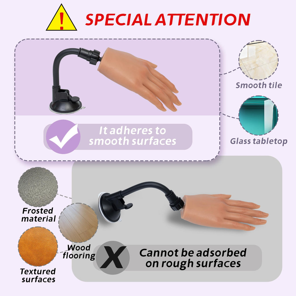 Veikmv Practice Hand for Acrylic Nails,Realistic Silicone Mannequin Hand with Flexible Fingers for Acrylic Nails, Gel Polish Training, Complete Nail Art Beginner Set with Brush & File