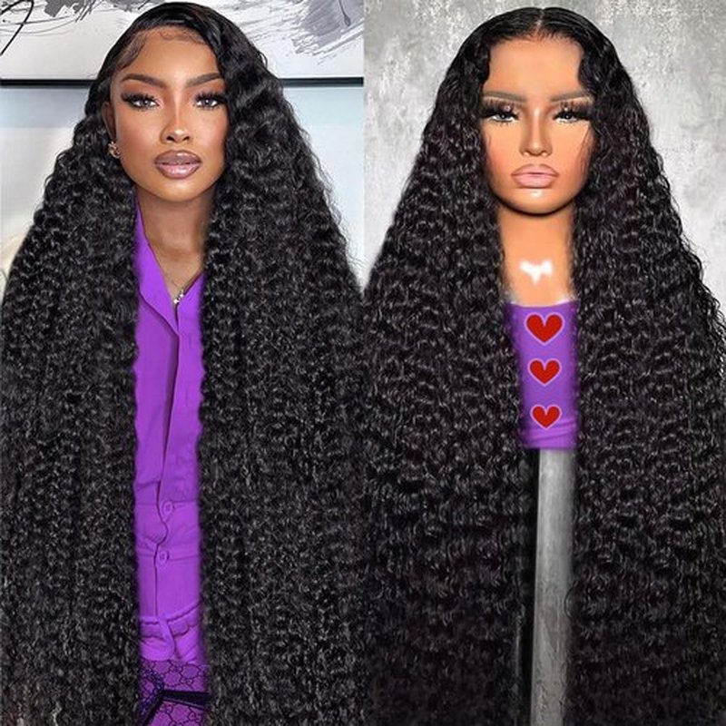 Megeen Deep Wave Lace Front Wigs Human Hair Pre Plucked 200 Density 12A Deep Curly Glueless HD Wet and Wavy Lace Frontal Wigs with Baby Hair for Women Natural Color 24 inch Deep Wave Wig