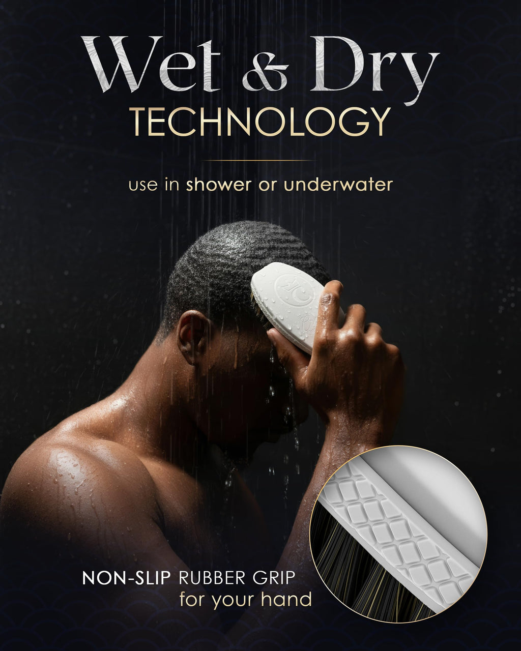 New WHITE-OUT Premium Wave Brush - MEDIUM SOFT- Boar Bristle Hairbrush, Non-Slip Grips, Waterproof Design, Indestructible body, Satin Finish, Debossed Logo - The Ultimate Curved 360 Wave Brush