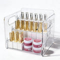 BQAN 3-Tier Clear Acrylic Nail Polish Organizer Rack - Extra Wide Storage Display Stand for Nail Polish, Essential Oils & Makeup with Built-in Handles