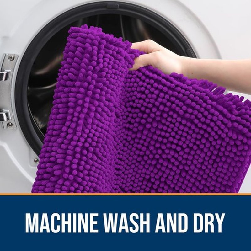 OLANLY Dog Door Mat - Absorbent Non-Slip Mud Mat for Indoor Use | Quick Dry Chenille, 70x35, Purple