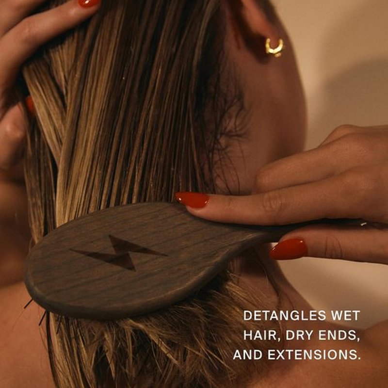 Daily Wood Hair Brush - Anti-Static Carbonized Ash Paddle for Frizz-Free Styling - Stainless Steel Bristles for Scalp Massage