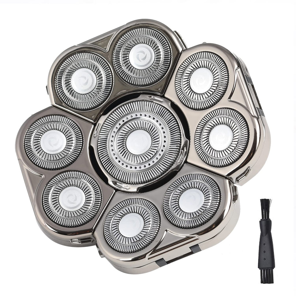 Men's Electric Shavers Replacement Heads 9 Blades Head Replaceable Alternate Floating Washable Electric Razor Shaver Head（Silver）