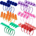 Censen 24 Pcs Pom Pom Headband Tinsel Wrapped Ponytail Head Bopper Costume Headwear Carnival Easter Party Accessory(Multicolored)