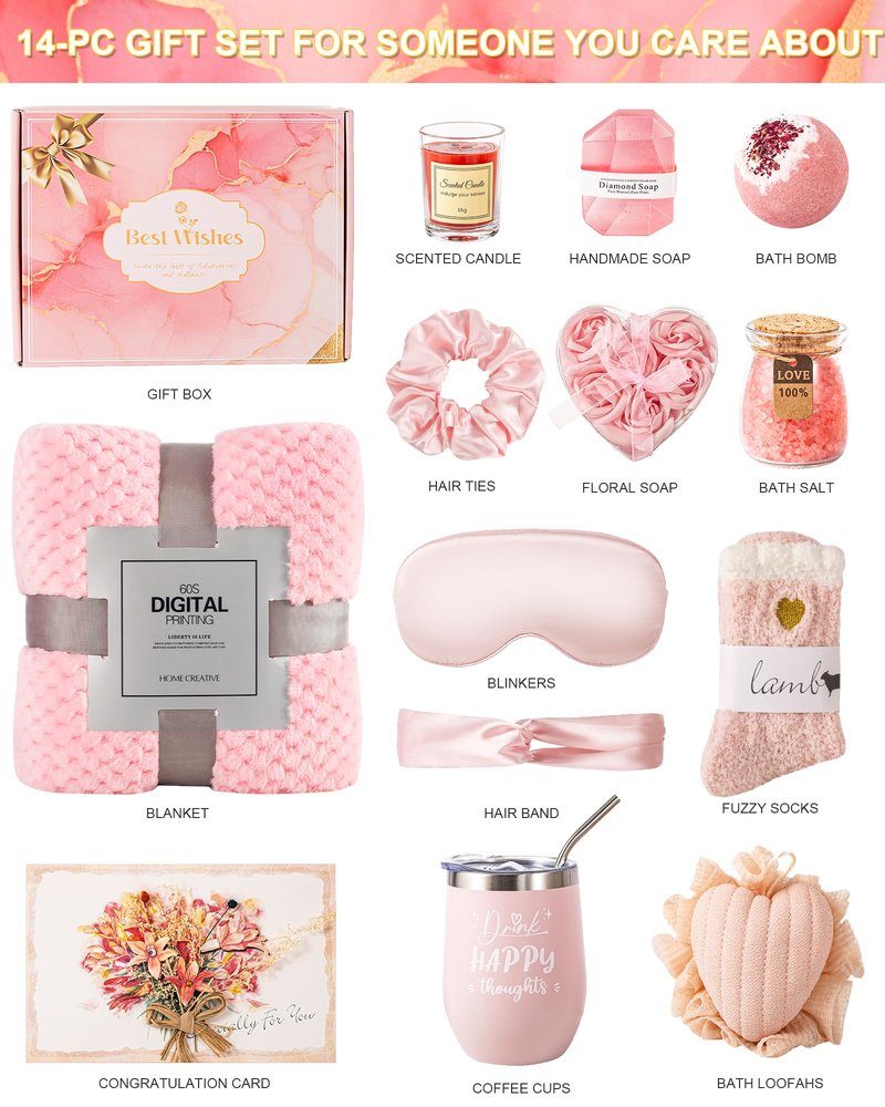 Valentines Day Gifts for Women,Valentines Day Relaxing Spa Gift Baskets for Her,Happy Birthday Gift Ideas Basket