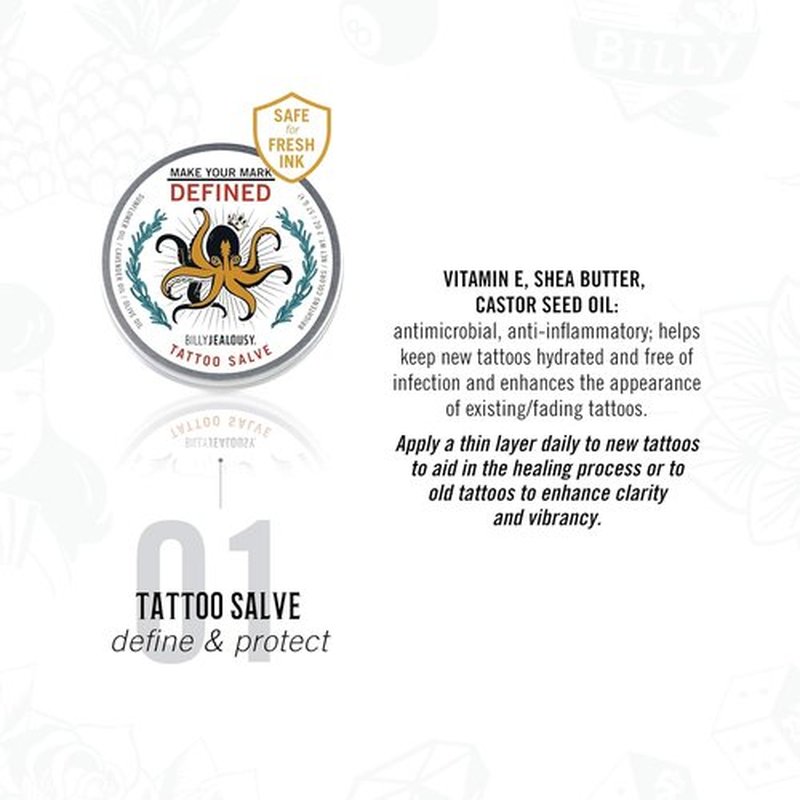 Billy Jealousy Make Your Mark Tattoo Salve - Nourishing Aftercare with Vitamin E & Lavender Oil, 2 oz