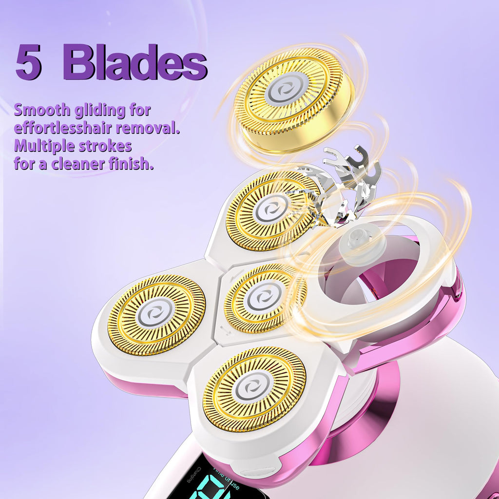 Electric Razors for Women-5D Floating Head IPX7 Waterproof Wet Dry Leg Hair Trimmer, USB-C