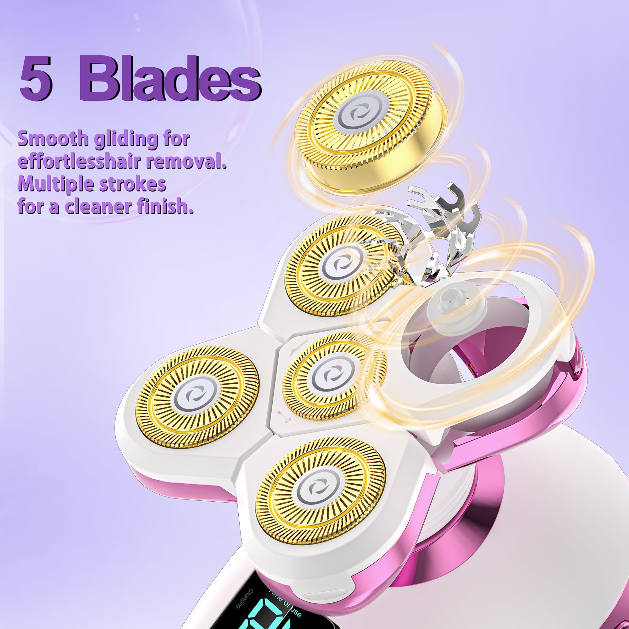 Electric Razors for Women-5D Floating Head IPX7 Waterproof Wet Dry Leg Hair Trimmer, USB-C