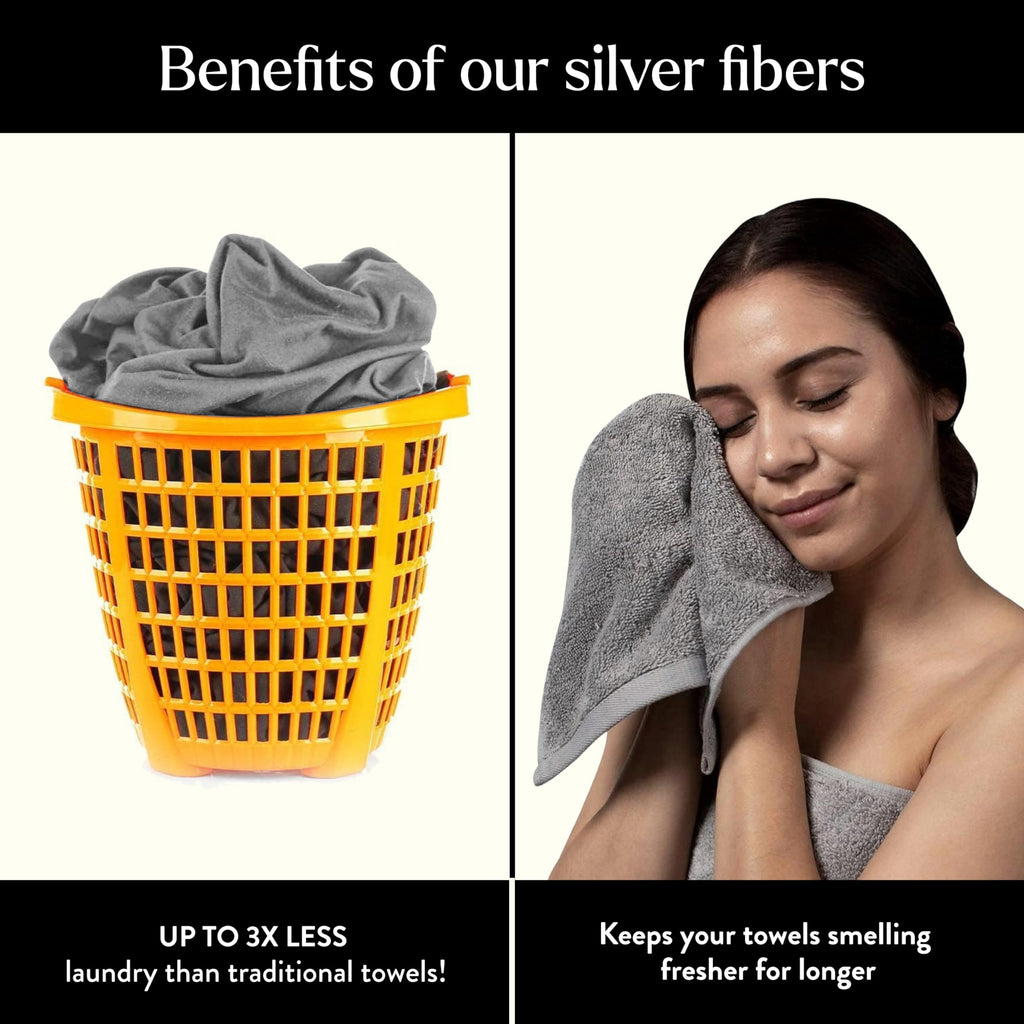 Miracle Made Soft Face Towel, Long-Staple Silver-Treated Cotton Fabric – Fade Resistant, Highly Absorbent, Quick-Drying Wash Cloth, Stone