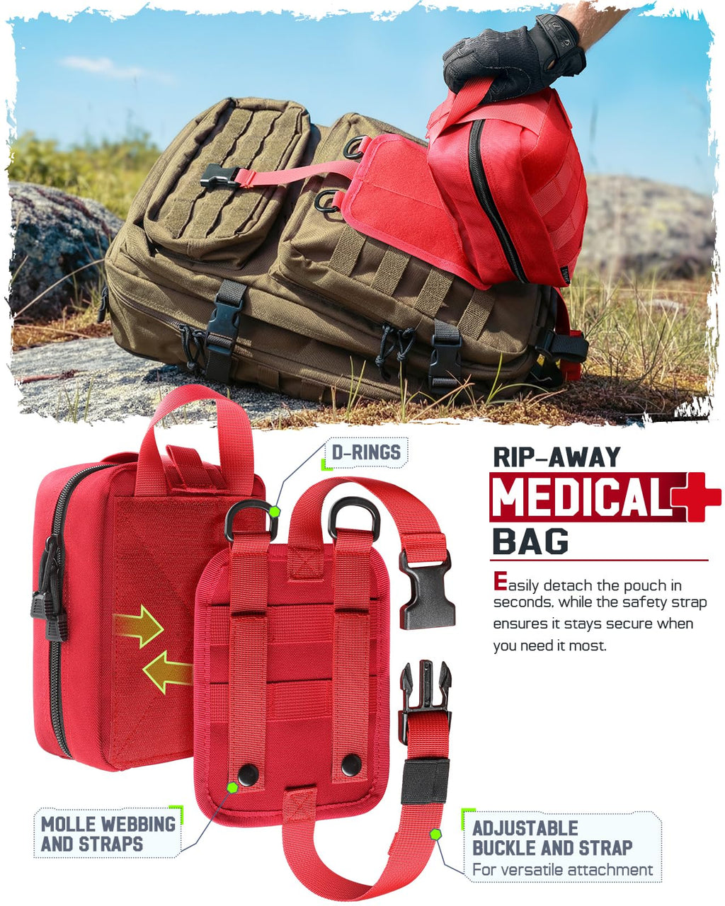 LIVANS 1000D First Aid Bag Empty Medical Ifak Pouch Molle EMT Pouches Rip-Away Tactical Military Trauma Emergency Medic Bag