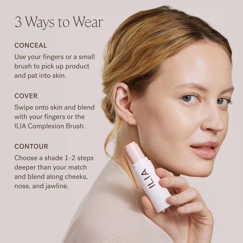ILIA - Skin Rewind Complexion Stick - Foundation + Concealer + Skincare | Non-Toxic, Vegan, Cruelty-Free, Clean Makeup (9N - Tupelo, 0.35 oz | 10 g)