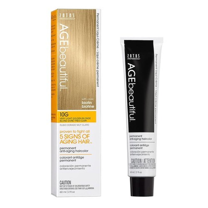 AGE Beautiful Permanent Hair Color Dye - 100% Gray Coverage & Anti-Aging Formula | Biotin Enriched for Thicker, Fuller Hair