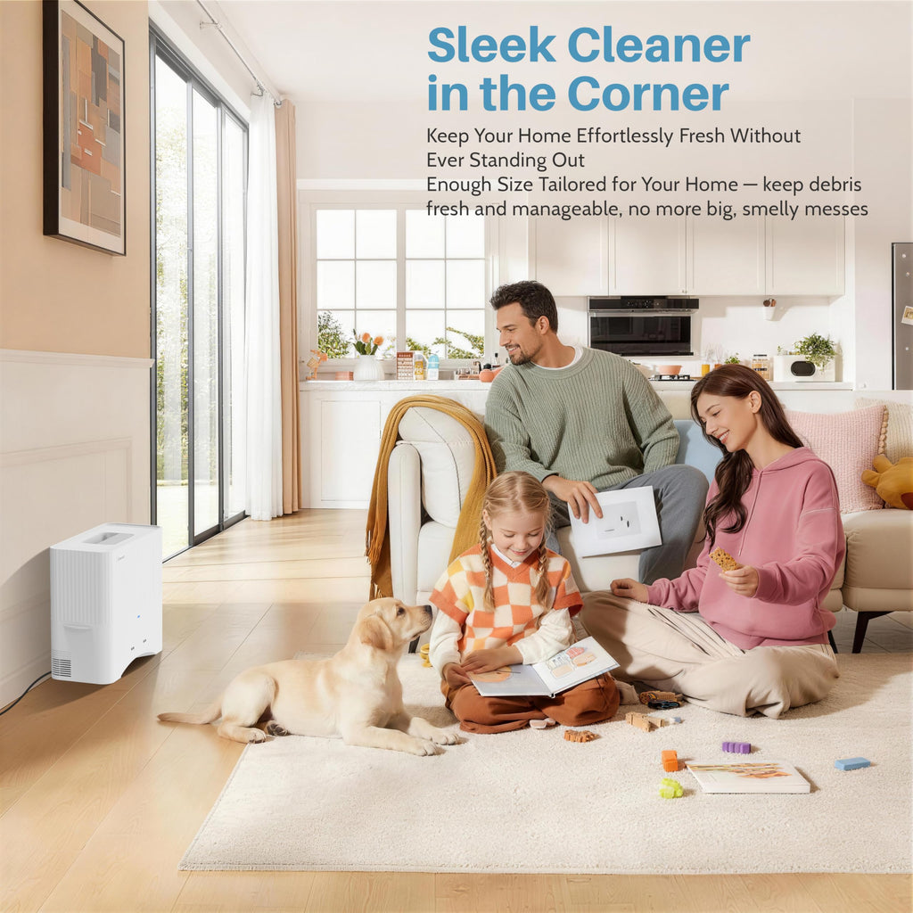 Keenhot Touchless Vacuum Automatic Dustpan - 20Kpa Suction Ultra Fast & Powerful Hair Vacuum for Sweeping Salons Pet Hair Food Dirt Home Kitchen Compact Electric Canister Vacuum Cleaner（White）