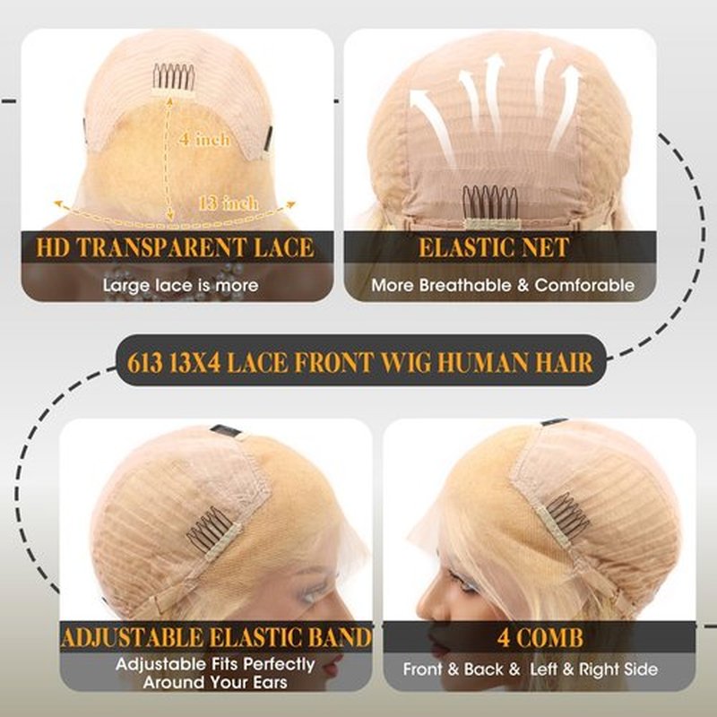 aallinine 613 Lace Front Wig Human Hair 200% Density Blonde Wig Human Hair Straight 30 Inch Blonde 613 13x4 HD Lace Front Wigs Human Hair Pre Plucked with Melted Hairline for Women