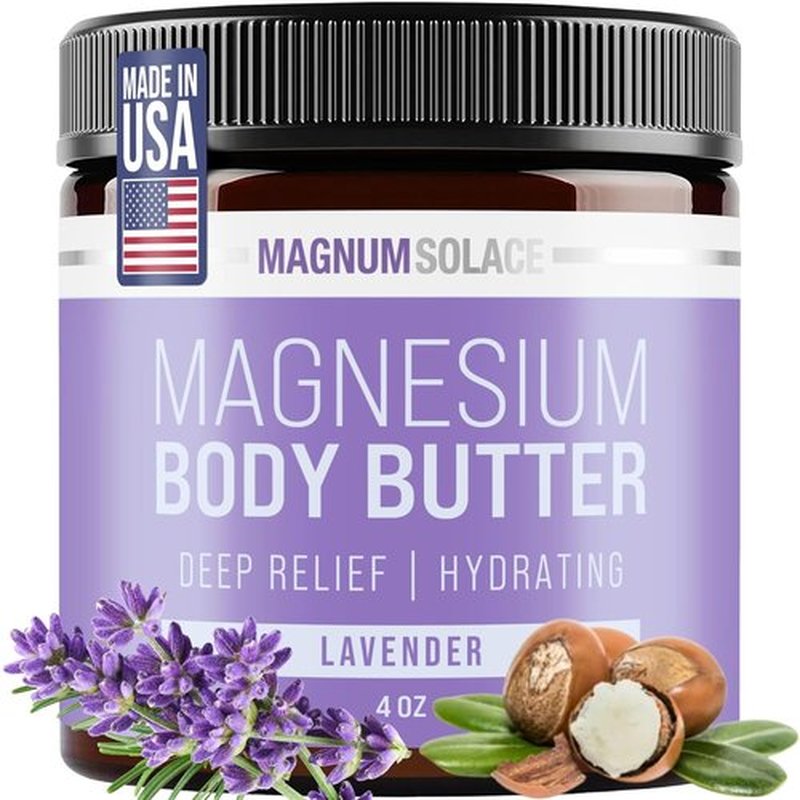 Magnum Solace Magnesium Body Butter - Relaxing Nighttime Cream - Lightly Scented Lavender