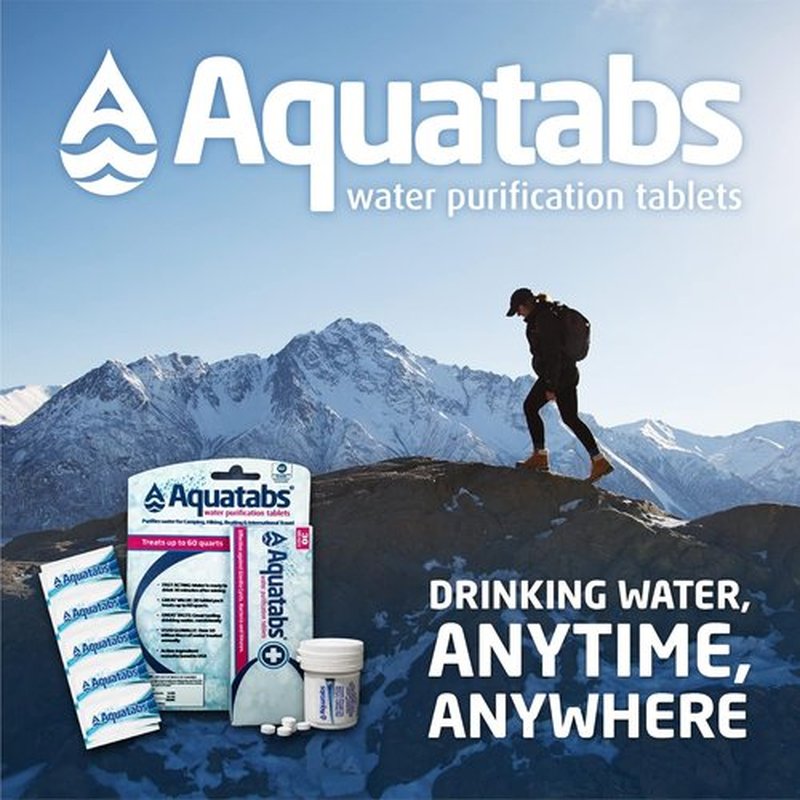 Aquatabs Water Purification Tablets - Easy-to-Use Water Filtration System | 100 Pack (397mg) for Camping & Emergency Use