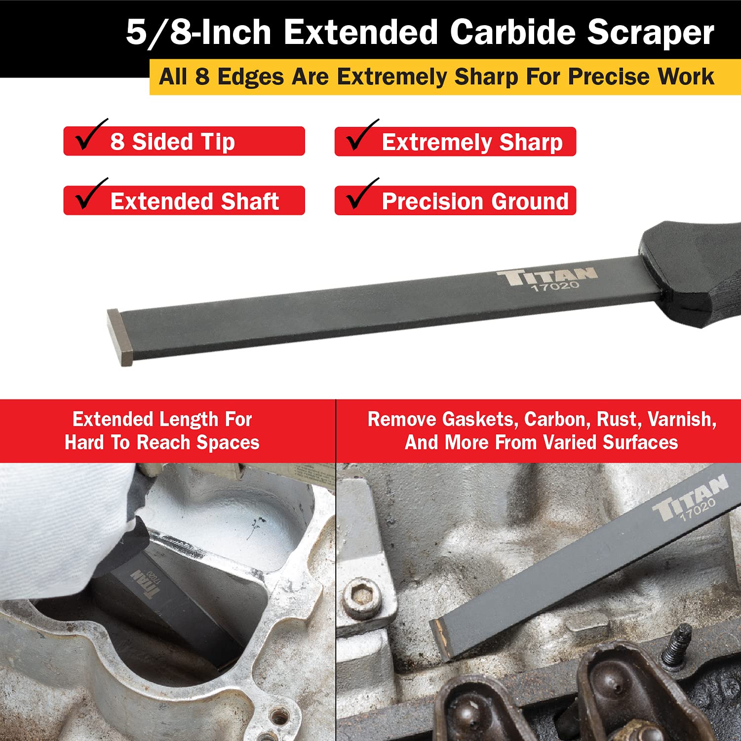 Titan 17020 Extra Long 5/8-Inch Carbide Scraper