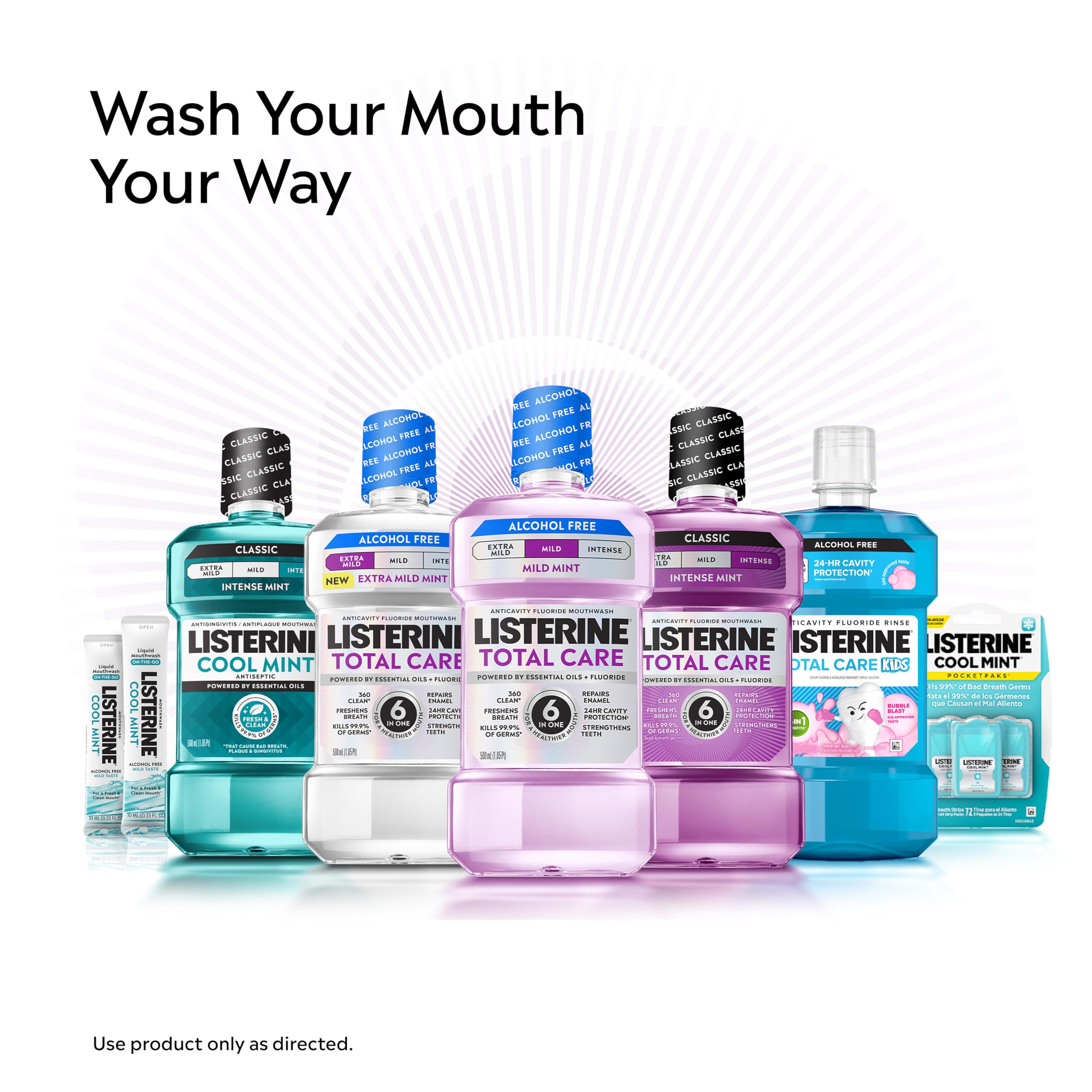Listerine Total Care Alcohol Free Mouthwash, Mild Mint, 33.8 fl. oz/1L x 2