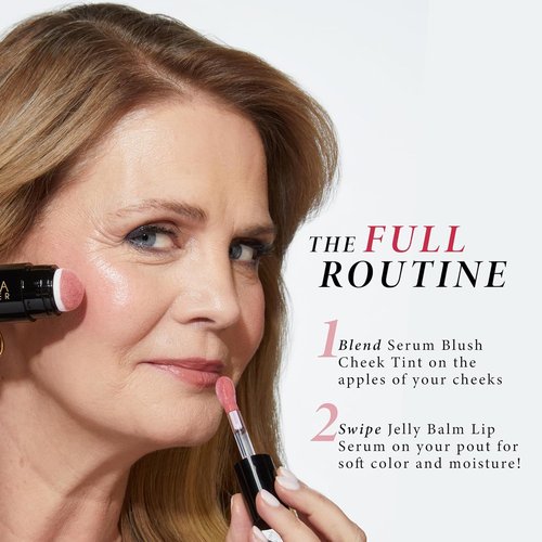 Laura Geller New York Blush & Lip Duo - Soothing Cheek Tint in Practical Pink + Jelly Balm Lip Serum