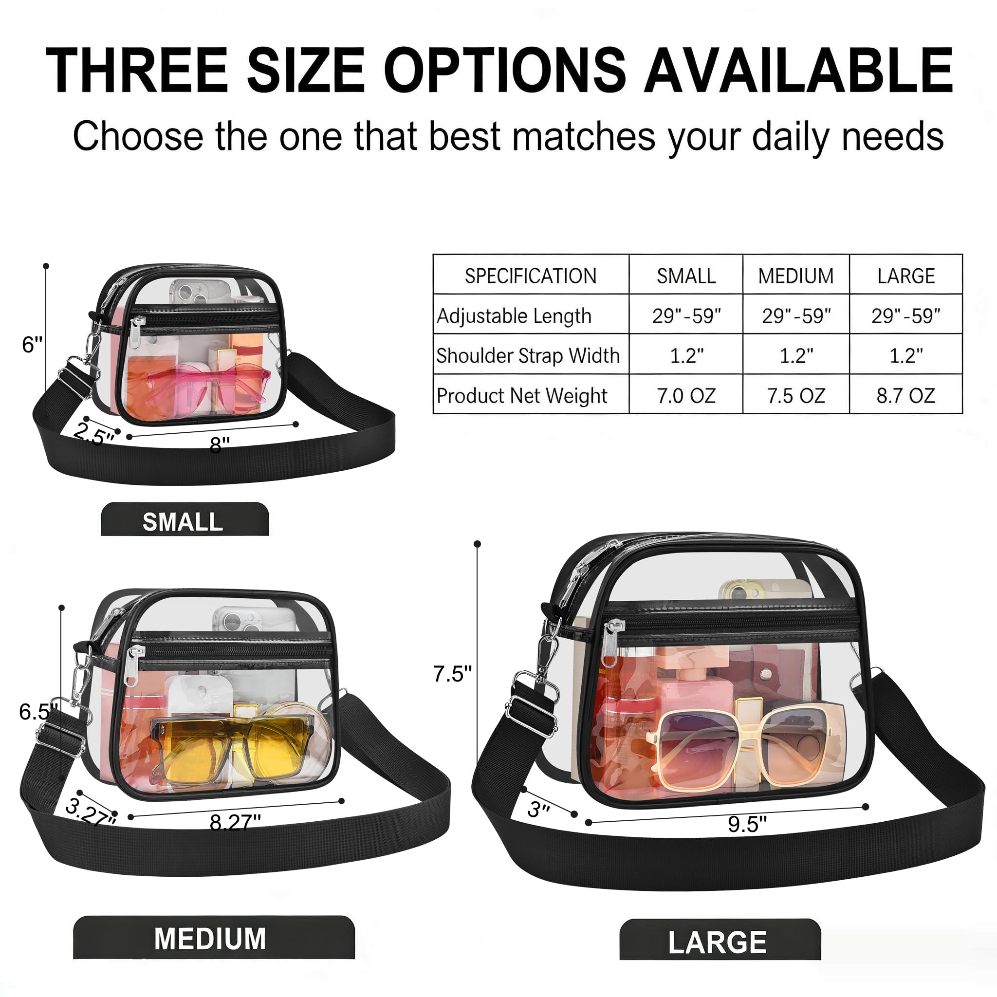 USPECLARE Clear Bag for Stadium Events Clear Sports Fan Handbags Purses